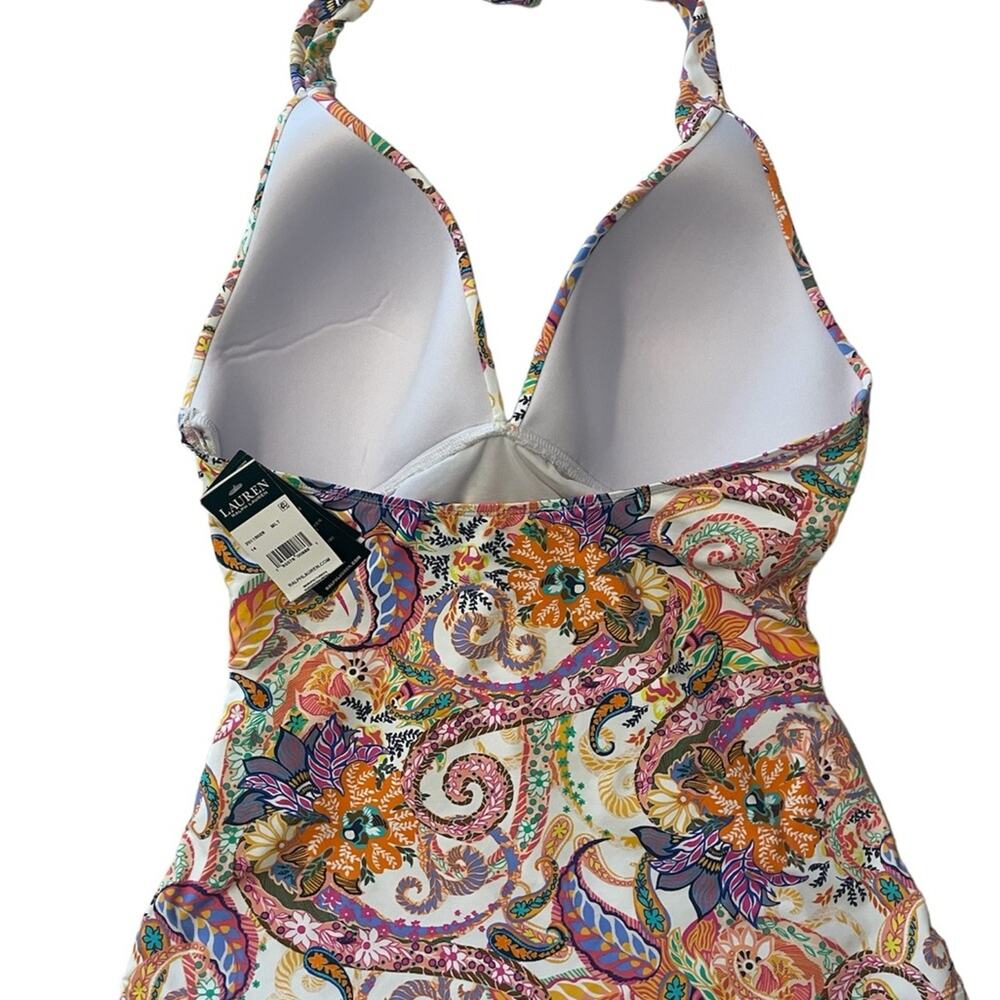 NWT Lauren Ralph Lauren Paisley Tanking Top Size‎ 14 slimming shirred - Picture 3 of 4